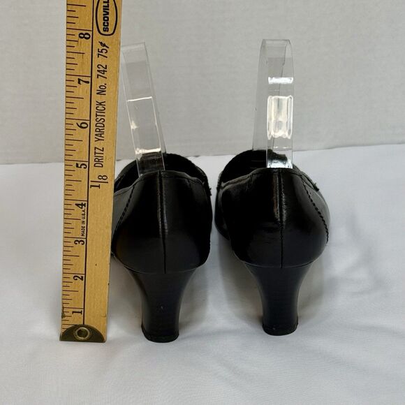 Naturalizer 8.5 Black Penny Loafer Leather Mid Heel Height Chunky Pumps Business - Picture 9 of 11